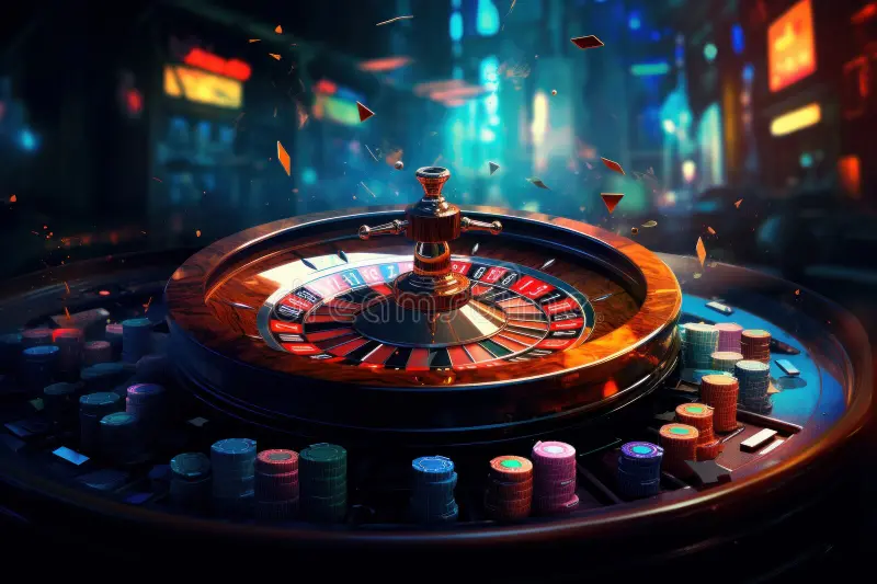 vibrant casino roulette background winner money generate ai 290747408